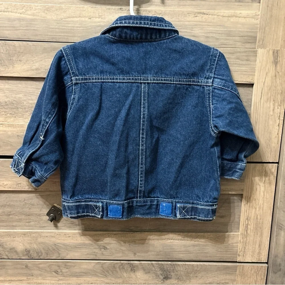 VINTAGE PRE OWNED PEANUTS BABY SNOOPY CONSTRUCTION DENIM JACKET 18 MONTHS